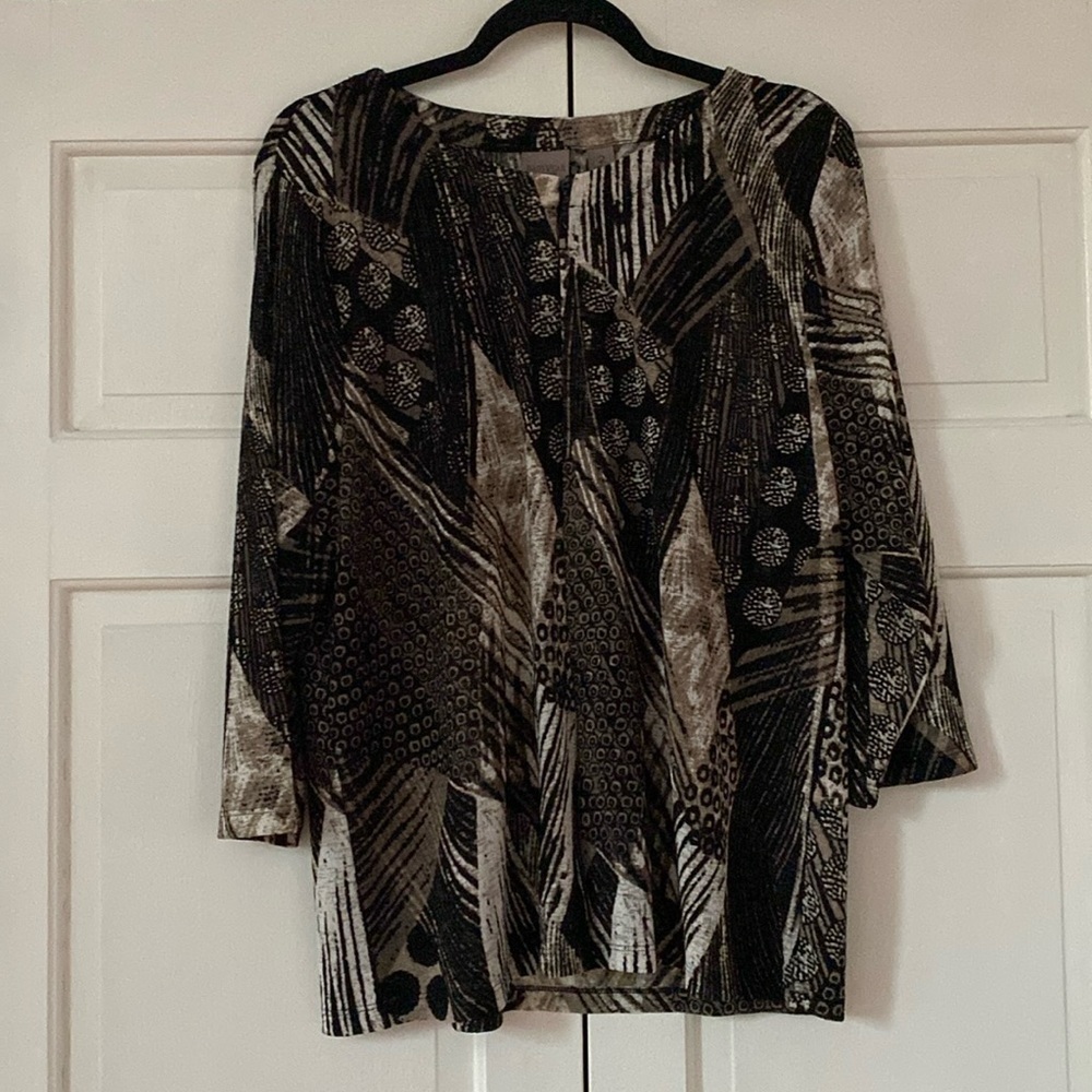 Chico’s Size 2 Multi Print Classic Cardigan Dress Up or Down Chicos Large 12/14‎